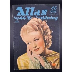 RARE 1935 Swedish Ginger Rogers Magazine Gary Cooper, Fred Astaire, Hollywood